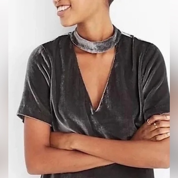 Madewell S Luxe Velvet Chocker Top - Picture 1 of 9